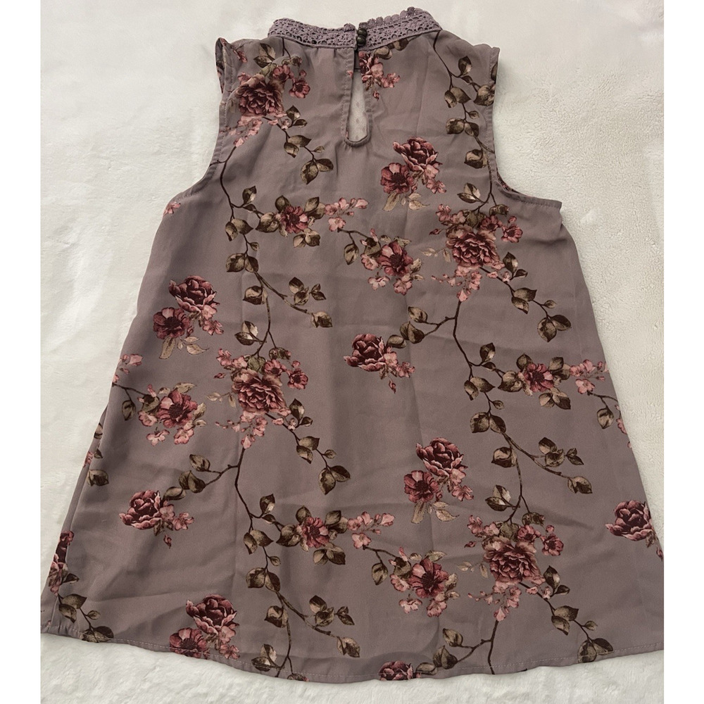 Xhilaration Womens Small Floral Sleeveless Lace Mock Neck Tunic Blouse Mauve S - Picture 4 of 6